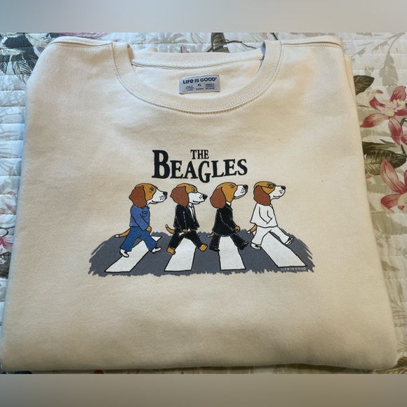 Life Is Good Cream 'The Beagles' Graphic Sweatshirt X-Large - Picture 1 of 1